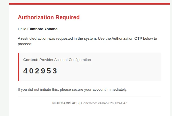OTP for Provider Account Configuration